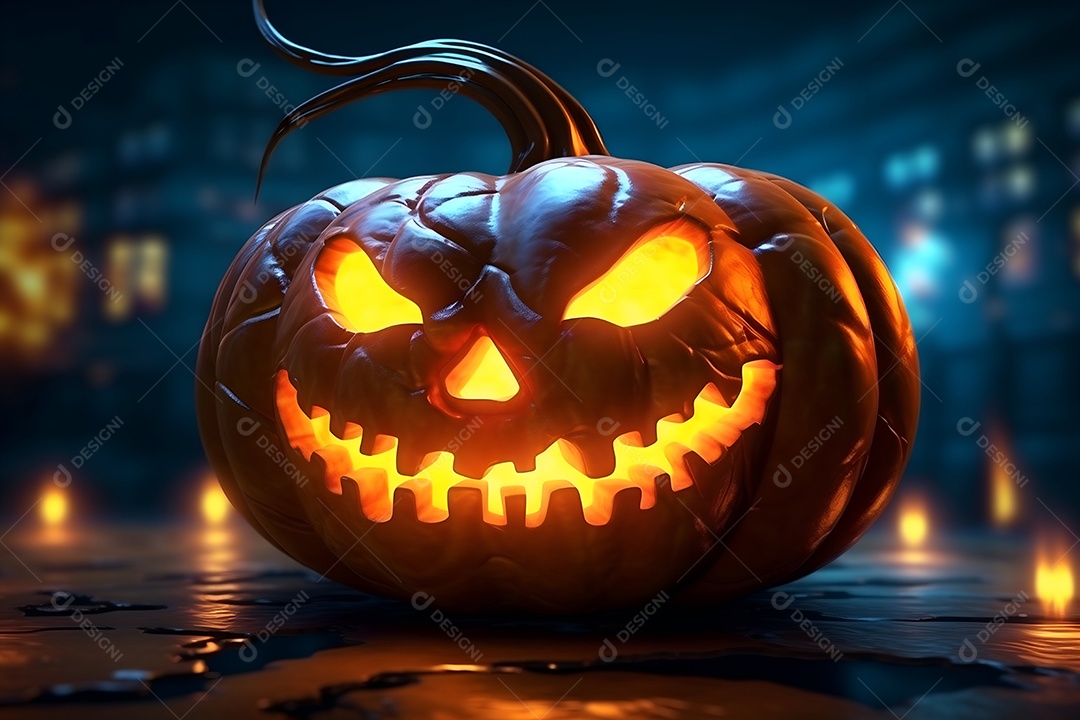 Renderização de fundo brilhante de abóbora de Halloween