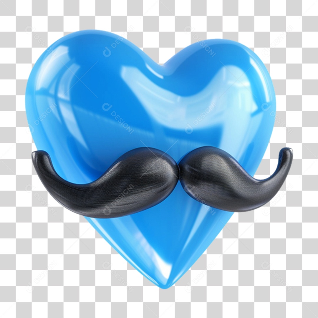 Coração com Bigode PNG Transparente