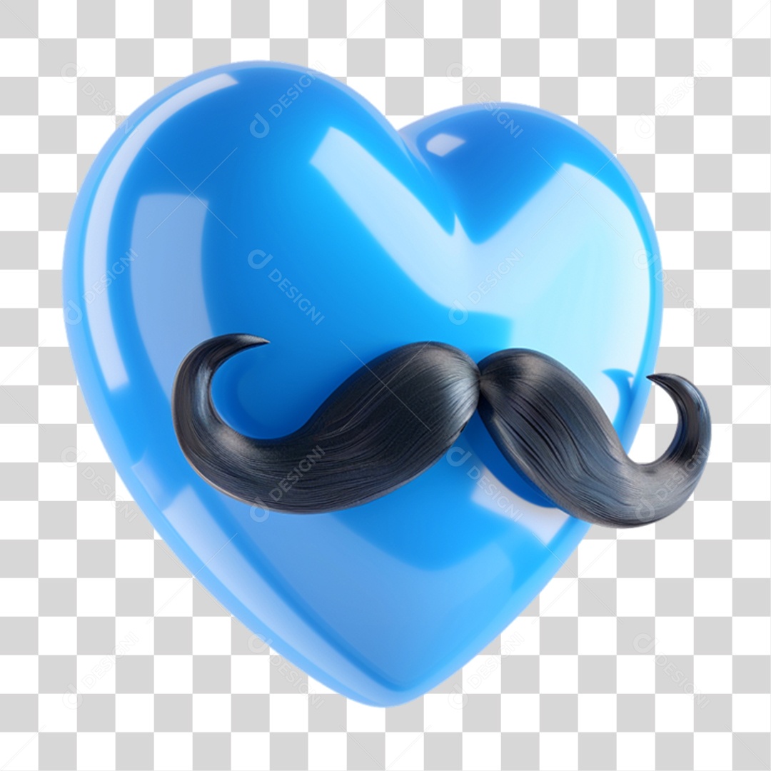 Coração com Bigode PNG Transparente