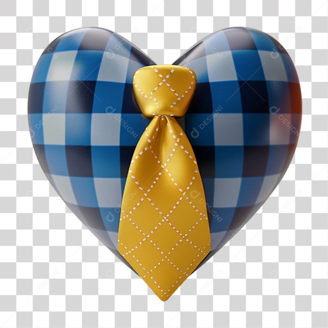 Coração Xadrez com Gravata PNG Transparente