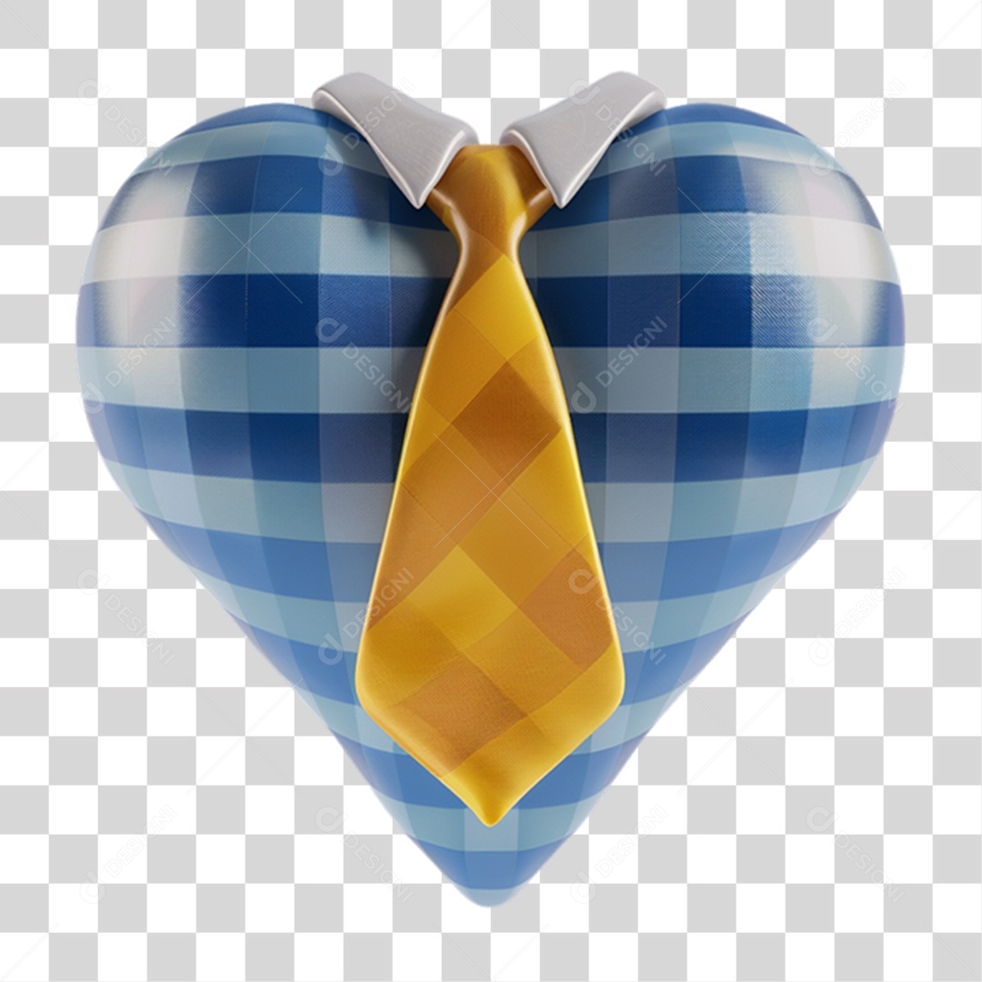 Coração Xadrez com Gravata PNG Transparente