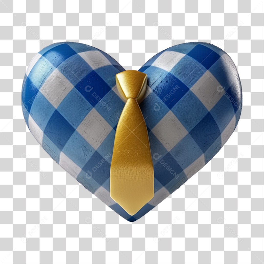 Coração Xadrez com Gravata PNG Transparente