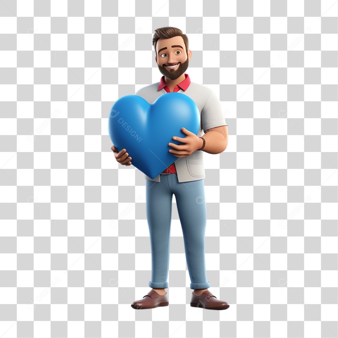 Personagem Pai Segurando Coração PNG Transparente