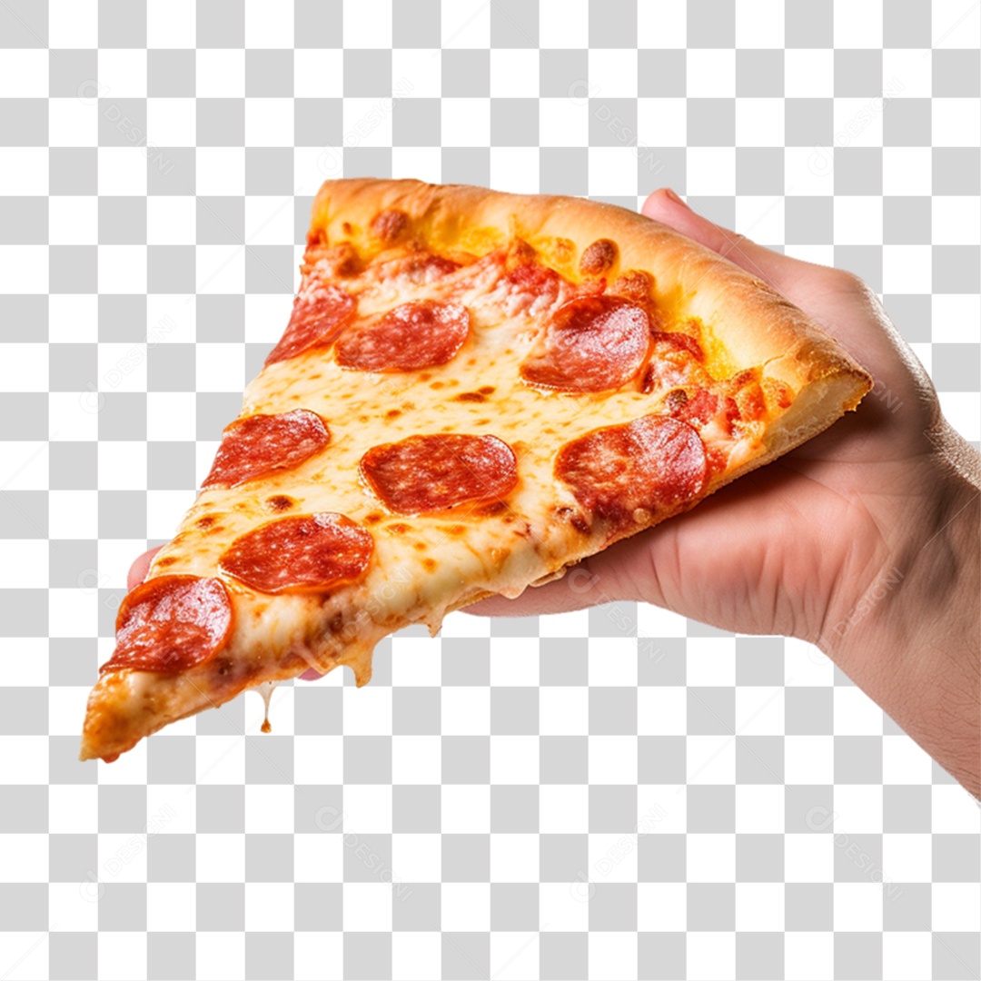 Mão Segurando Fatia de Pizza PNG Transparente