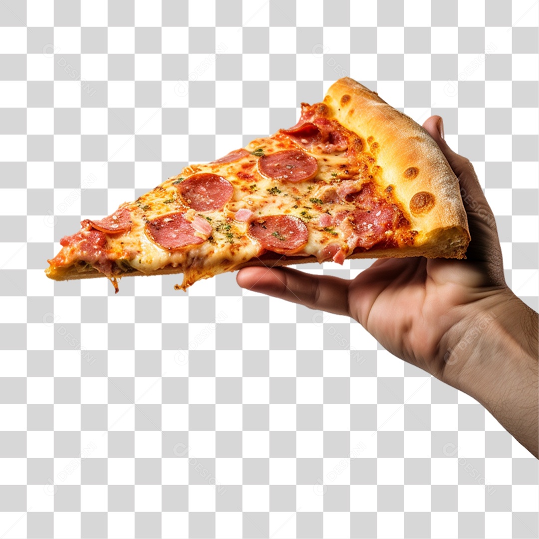 Mão Segurando Fatia de Pizza PNG Transparente