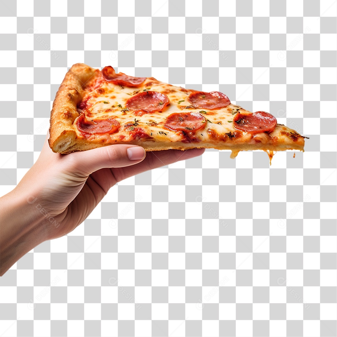 Mão Segurando Fatia de Pizza PNG Transparente