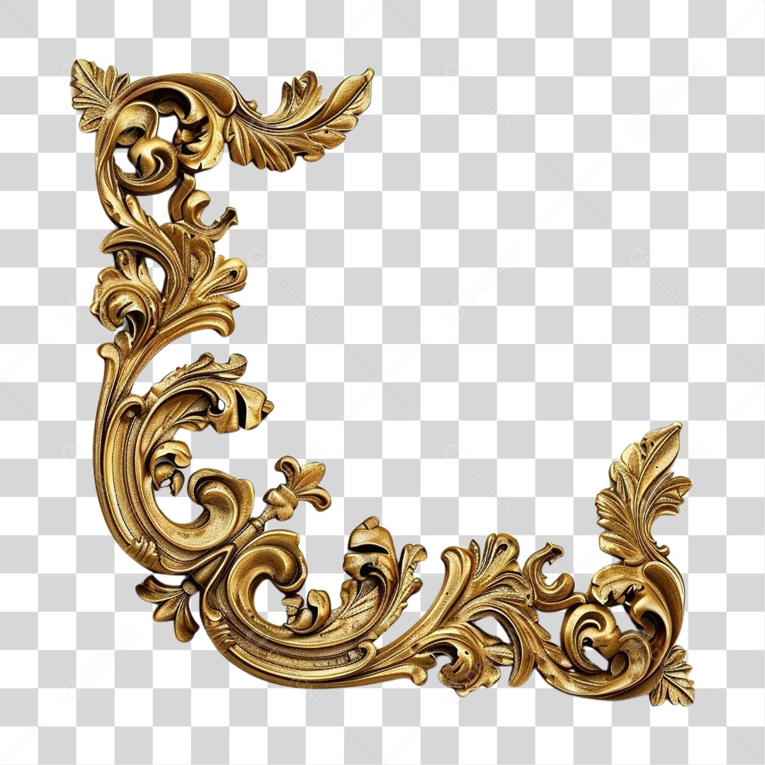 Elemento 3D Frame Dourada Quadro PNG Transparente
