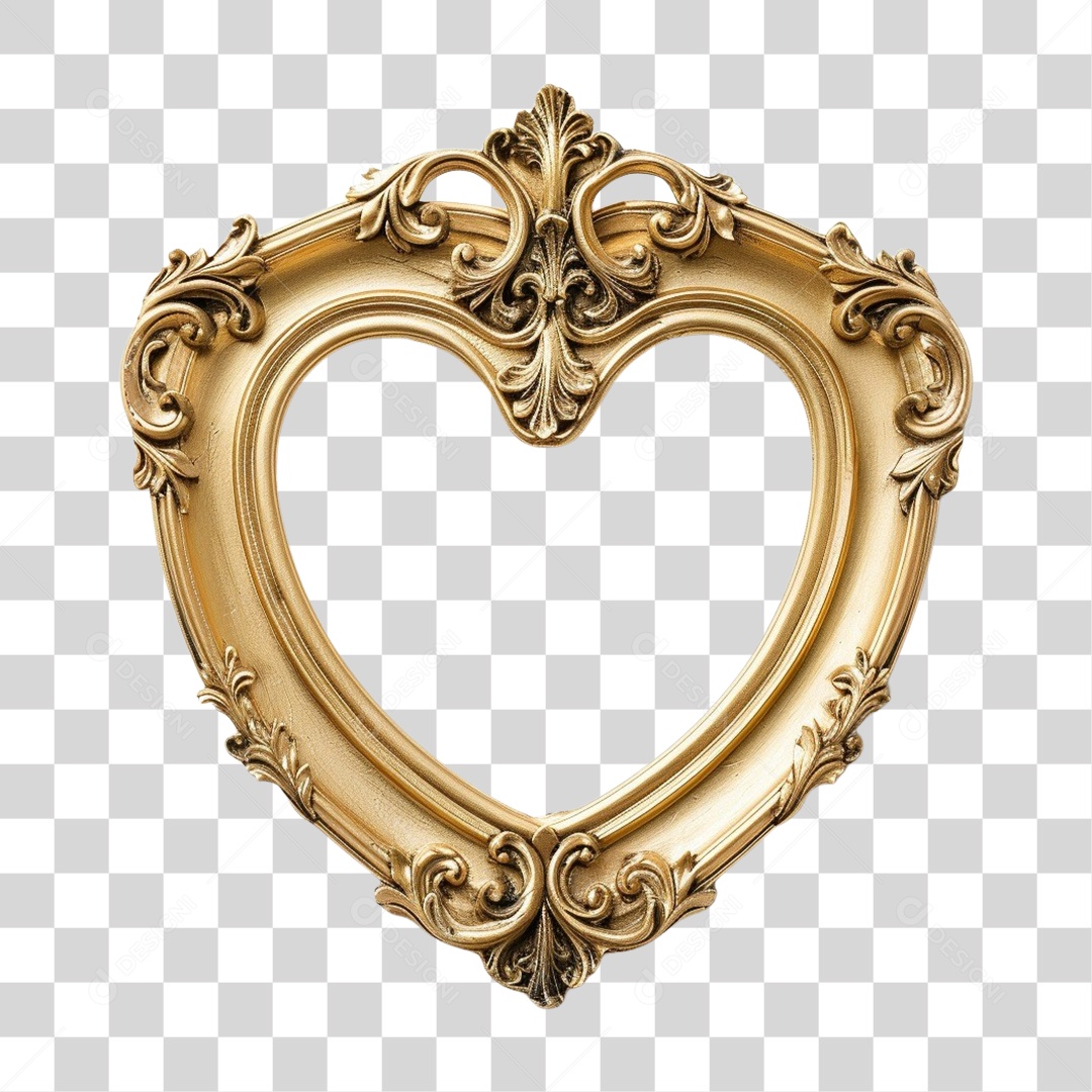 Elemento 3D Frame Dourada Quadro PNG Transparente