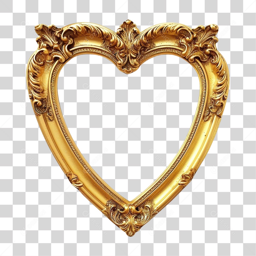 Elemento 3D Frame Dourada Quadro PNG Transparente