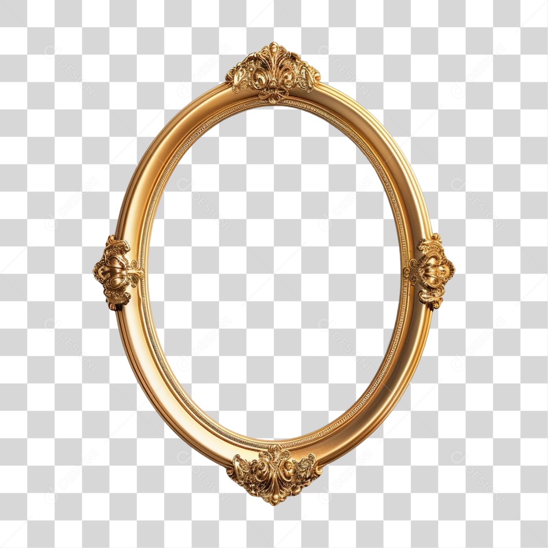 Elemento 3D Frame Dourada Quadro PNG Transparente