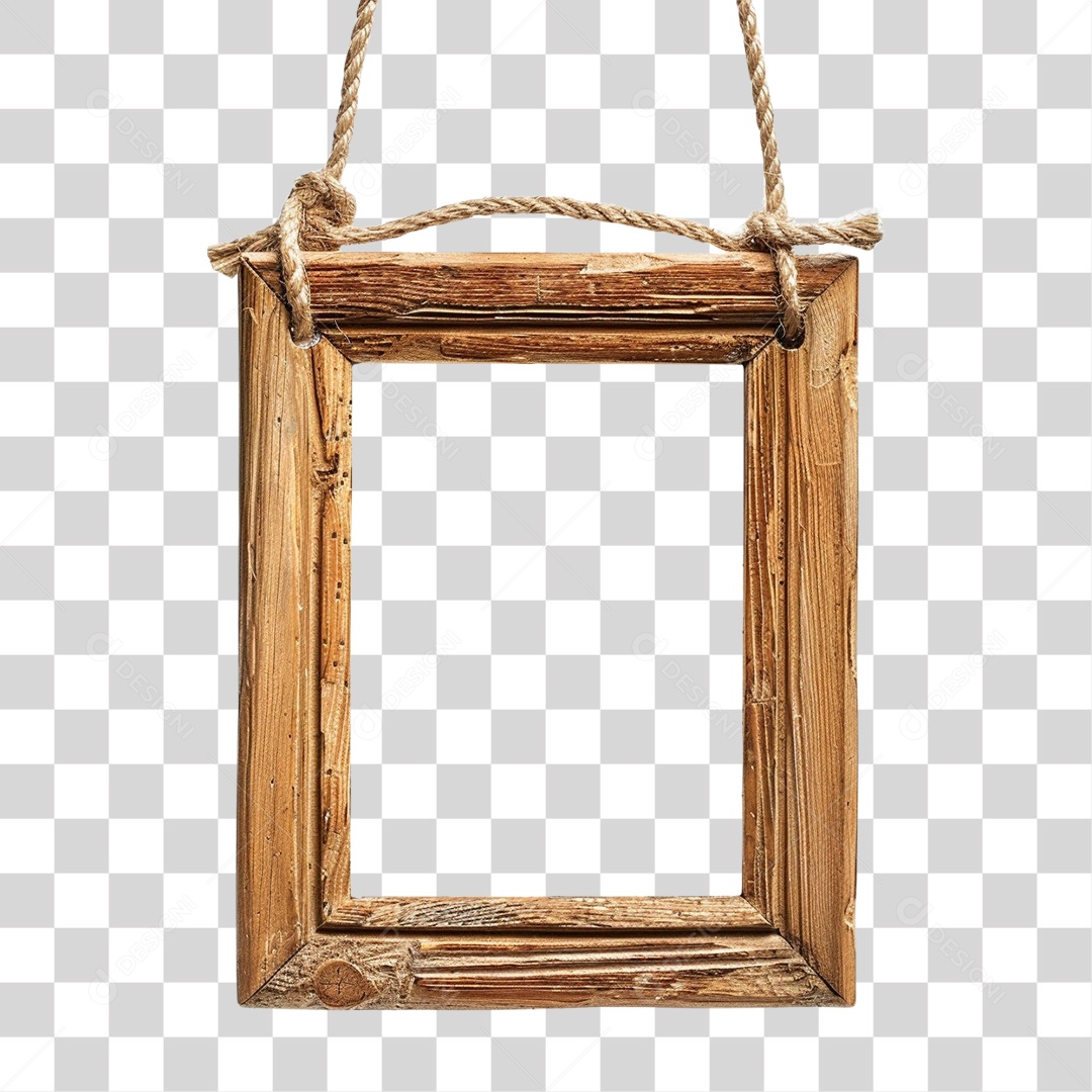 Elemento 3D Frame Madeira Quadro PNG Transparente