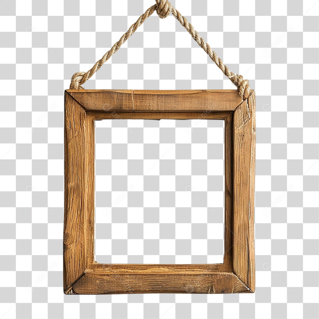 Elemento 3D Frame Madeira Quadro PNG Transparente