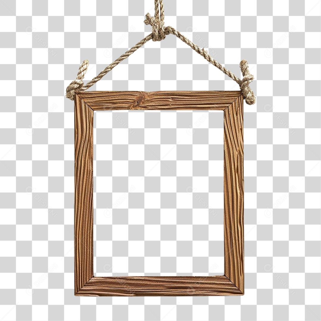 Elemento 3D Frame Madeira Quadro PNG Transparente