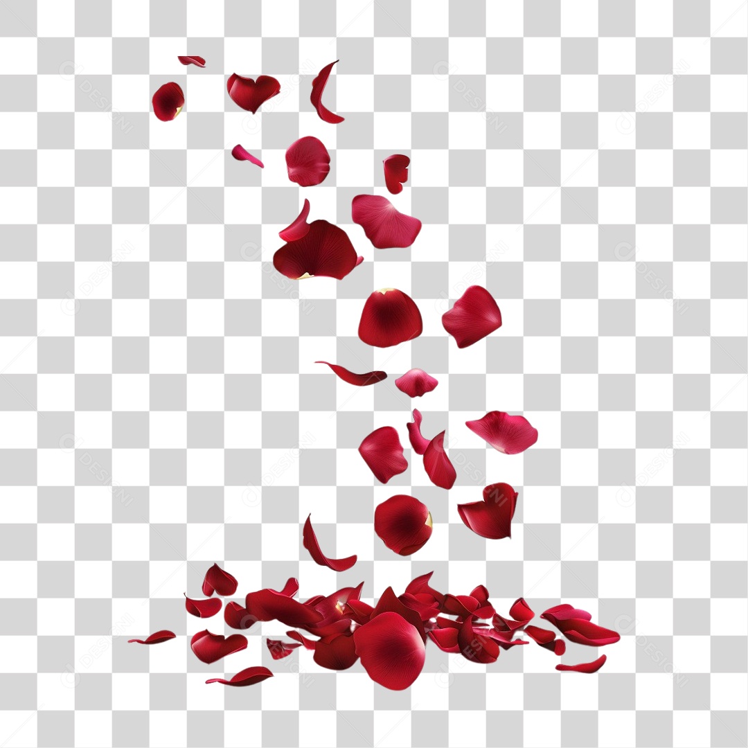 Elemento 3D Pétalas Dia dos Namorados PNG Transparente