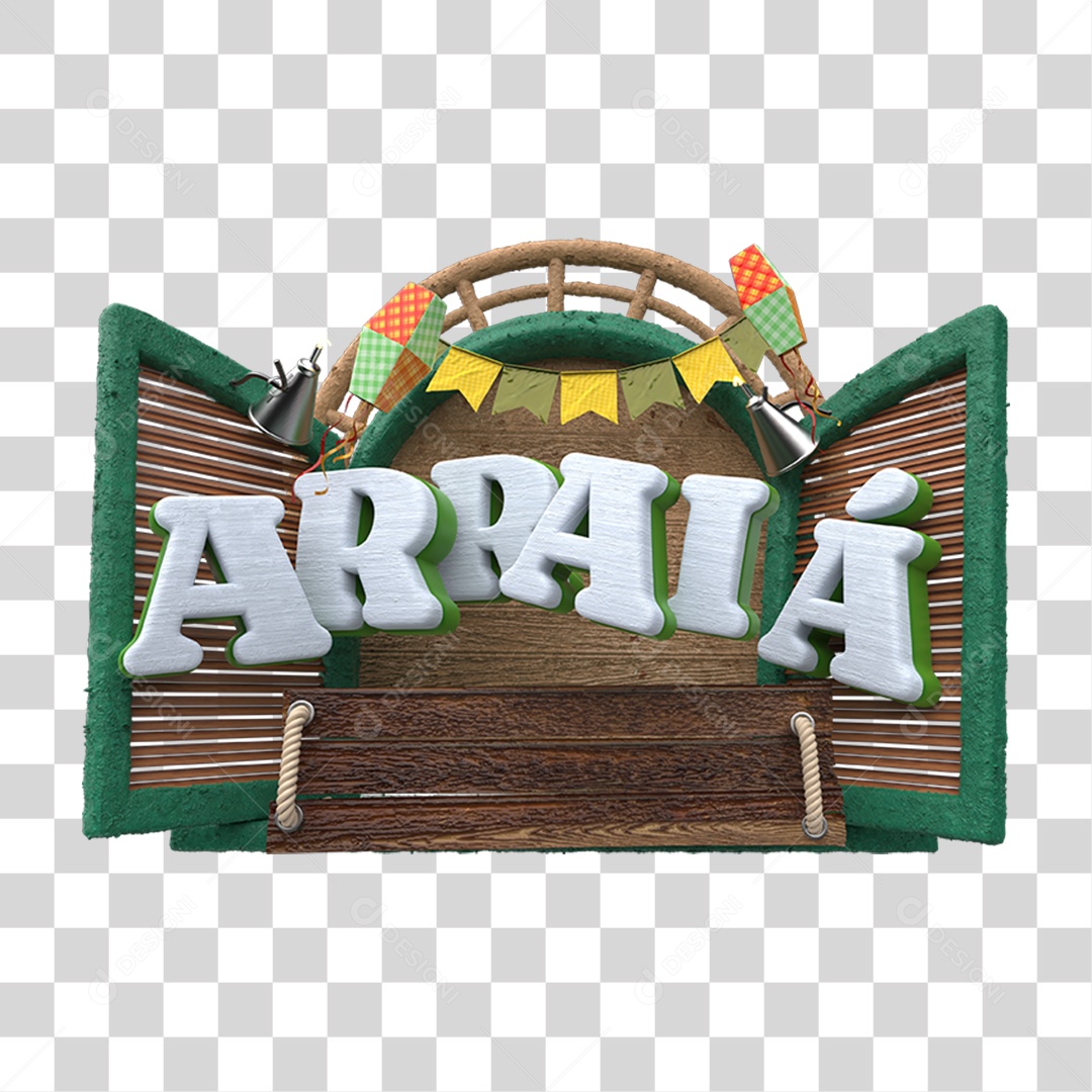 Selo 3D Arraiá Beneficente PNG Transparente