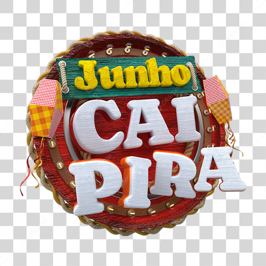 Selo 3D Junho Caipira PNG Transparente