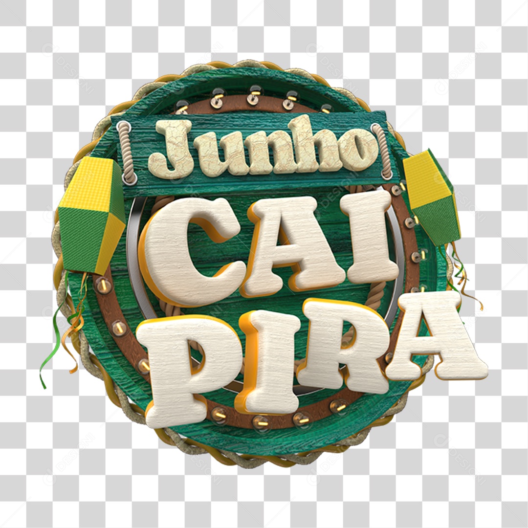 Selo 3D Junho Caipira PNG Transparente