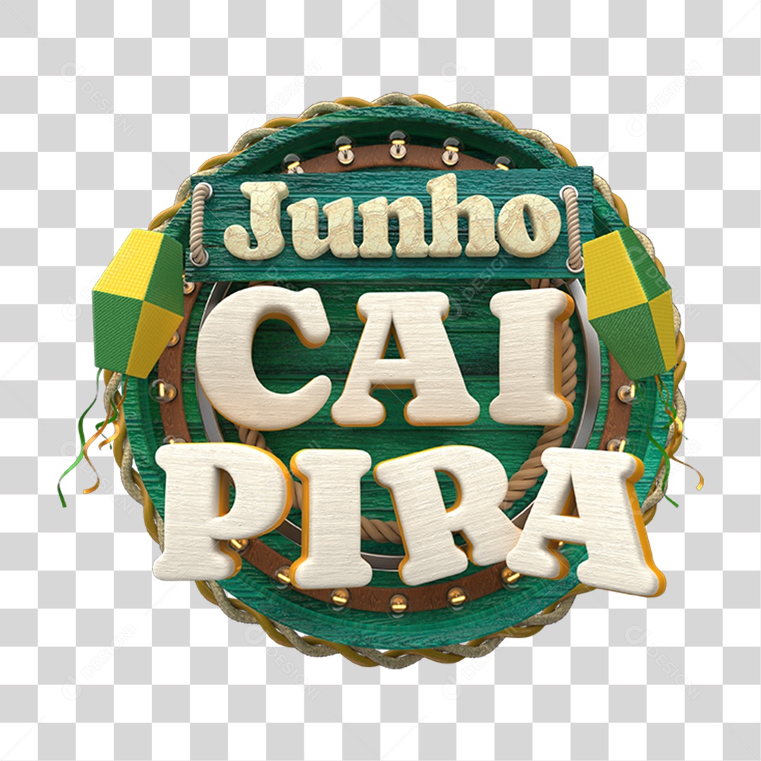 Selo 3D Junho Caipira PNG Transparente