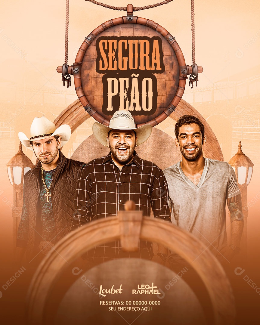 Flyer Segura Peão Loubet Léo e Raphael Social Media PSD Editável