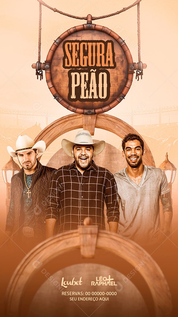 Flyer Story Segura Peão Loubet Léo e Raphael Social Media PSD Editável