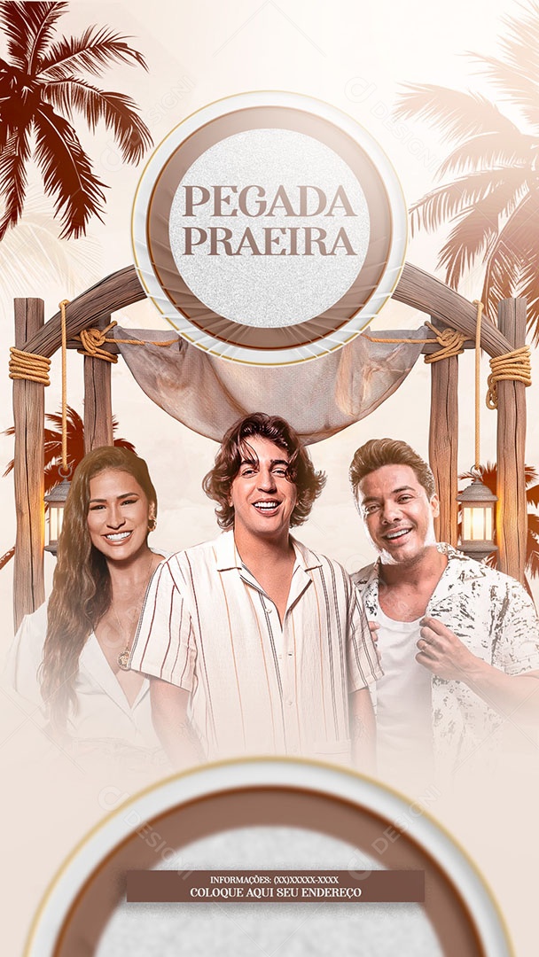 Flyer Story Pegada Praiana Artistas Social Media PSD Editável