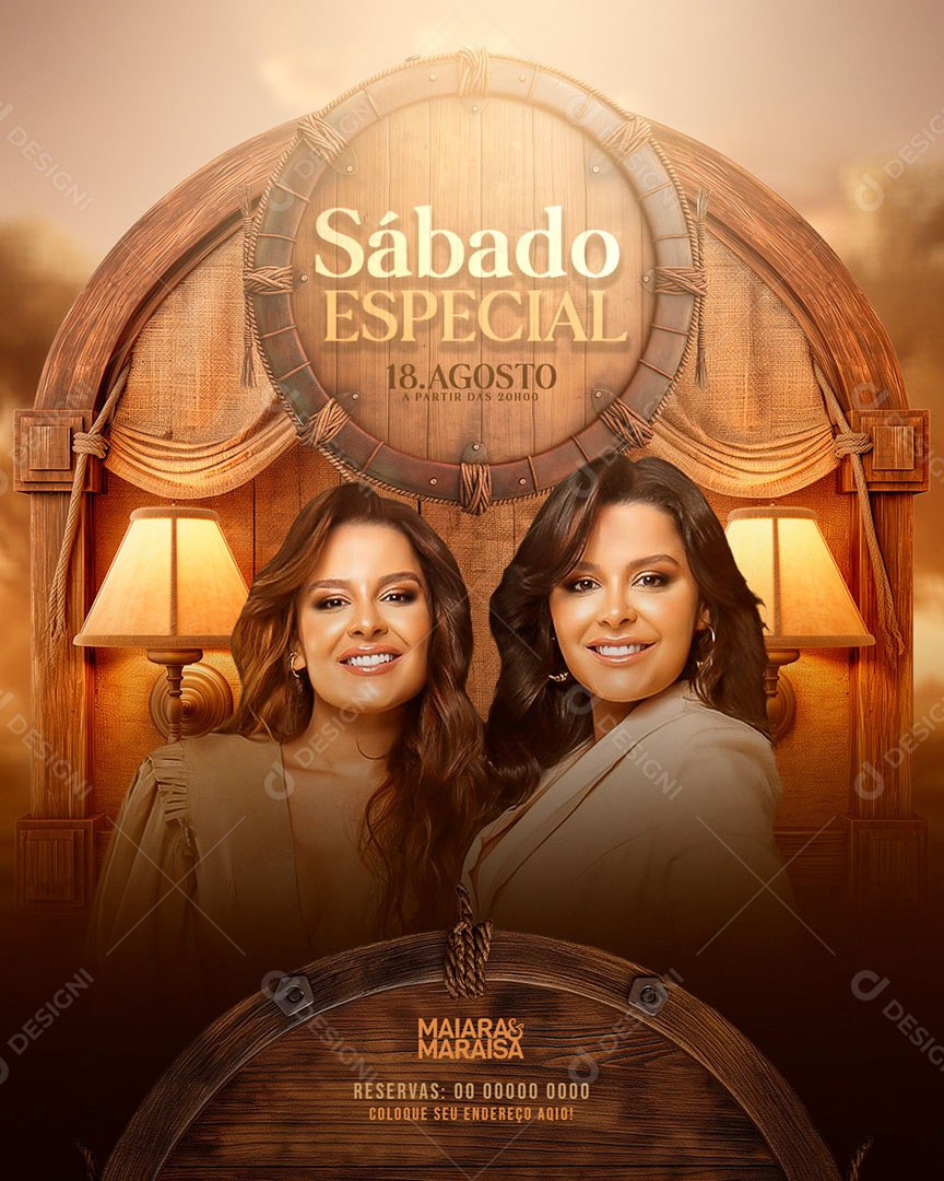 Flyer Sábado Especial Maiara e Maraisa Social Media PSD Editável