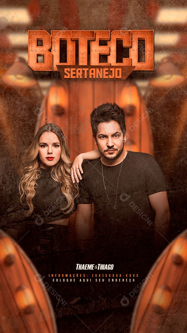 Flyer Story Boteco Sertanejo Thaeme e Thiago Social Media PSD Editável