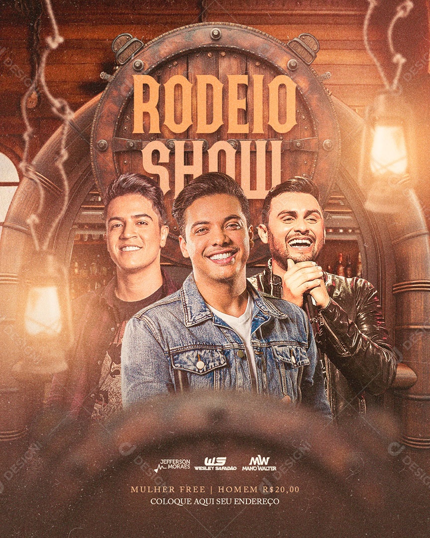 Flyer Rodeio Show Jefferson Moraes Wesley Safadão e Mano Walter Social Media PSD Editável