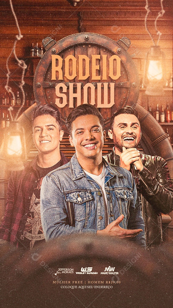 Flyer Story Rodeio Show Jefferson Moraes Wesley Safadão e Mano Walter Social Media PSD Editável