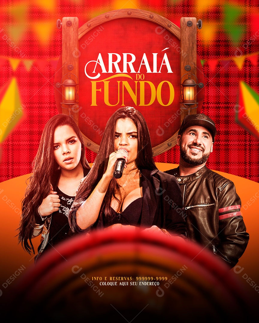 Flyer Arraiá do Fundo Artistias Social Media PSD Editável