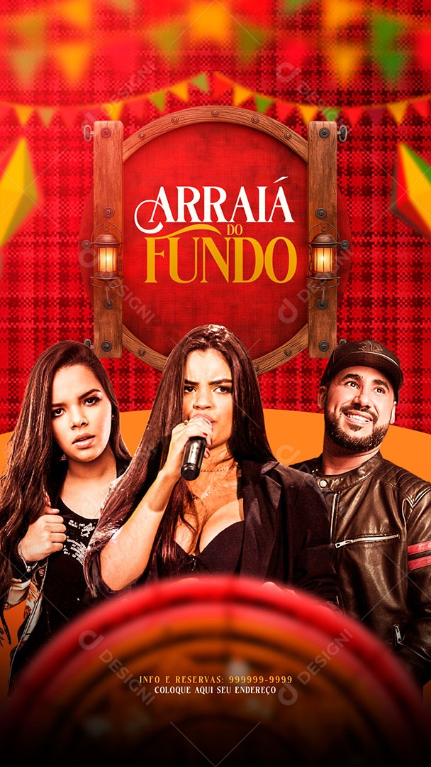 Flyer Story Arraiá do Fundo Artistias Social Media PSD Editável