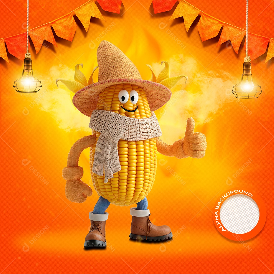Milho Chapéu e Cachecol Elemento 3D para Composição PSD