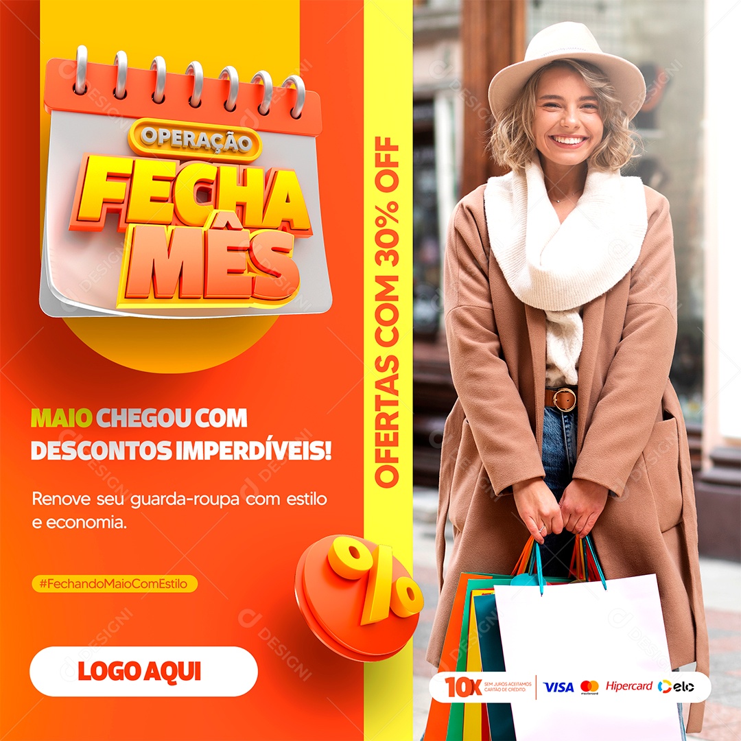 Social Media Fecha Mês Compras PSD Editável