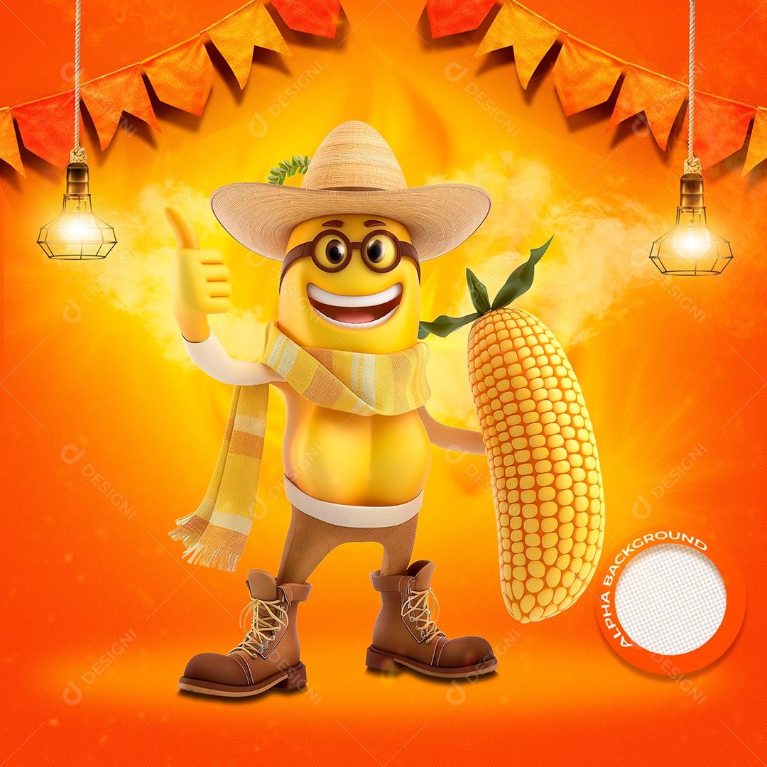 Milho de Calça e Bota Elemento 3D para Composição PSD