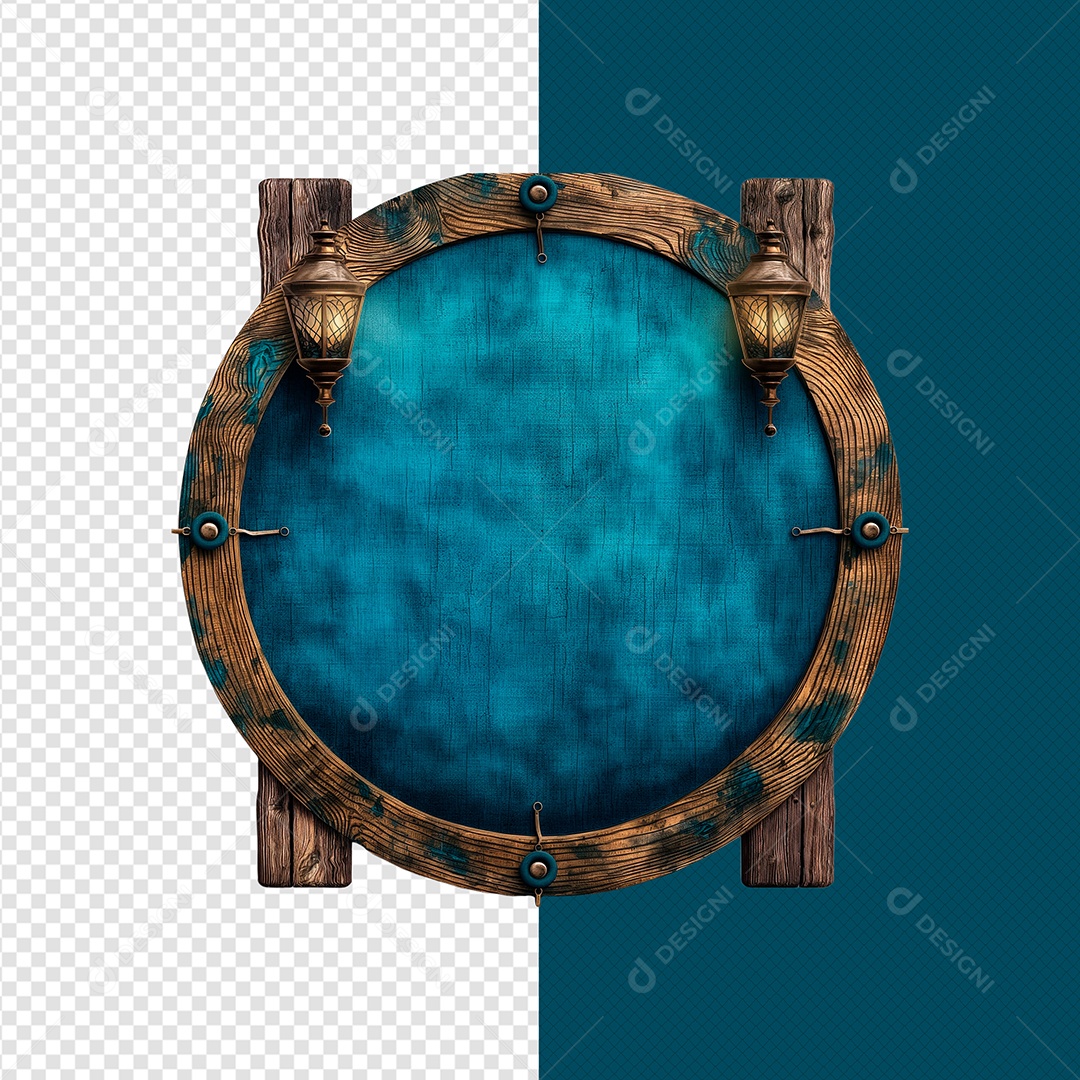 Círculo de Madeira Elemento 3D para Composição PSD