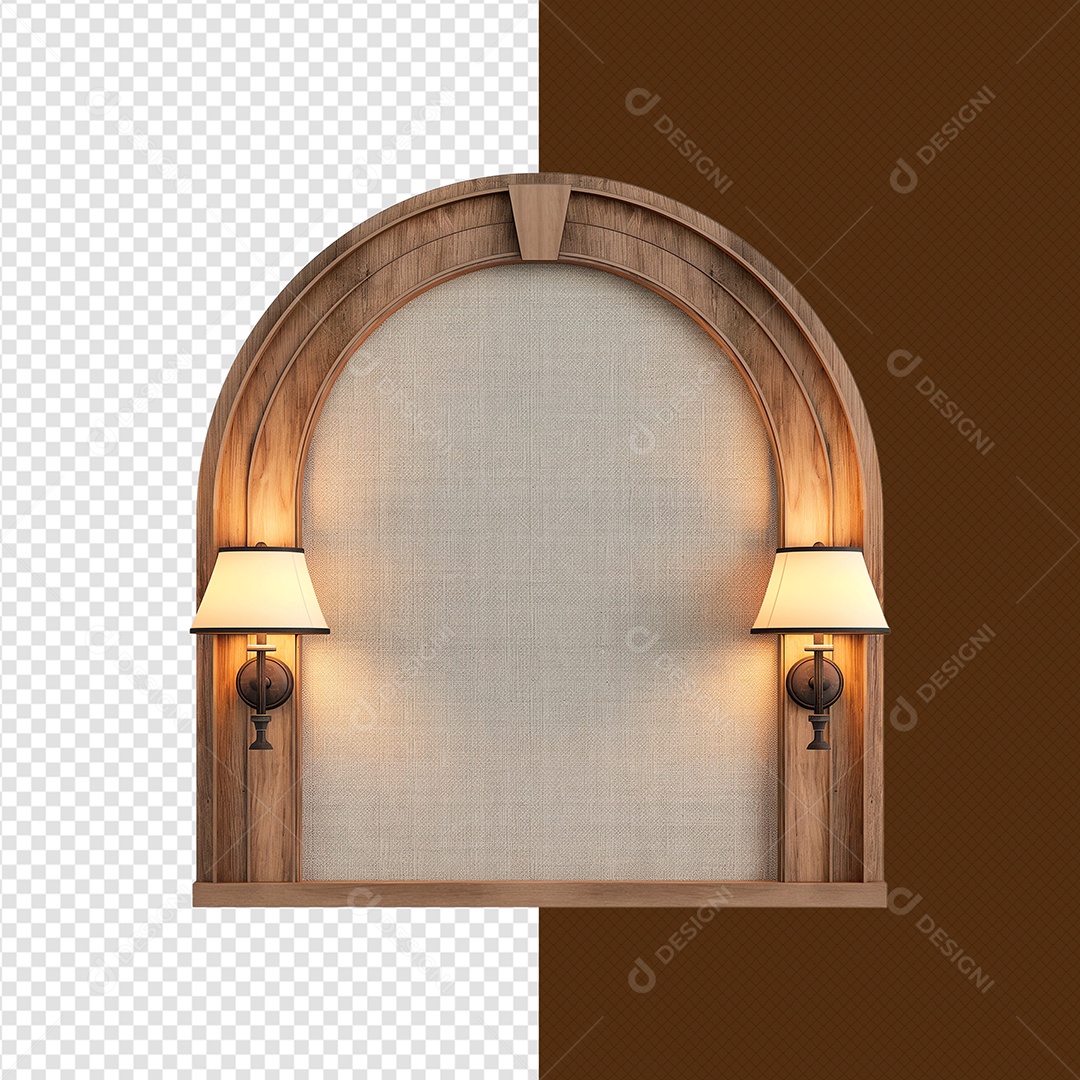 Portal de Madeira Tecido Branco Elemento 3D para Composição PSD