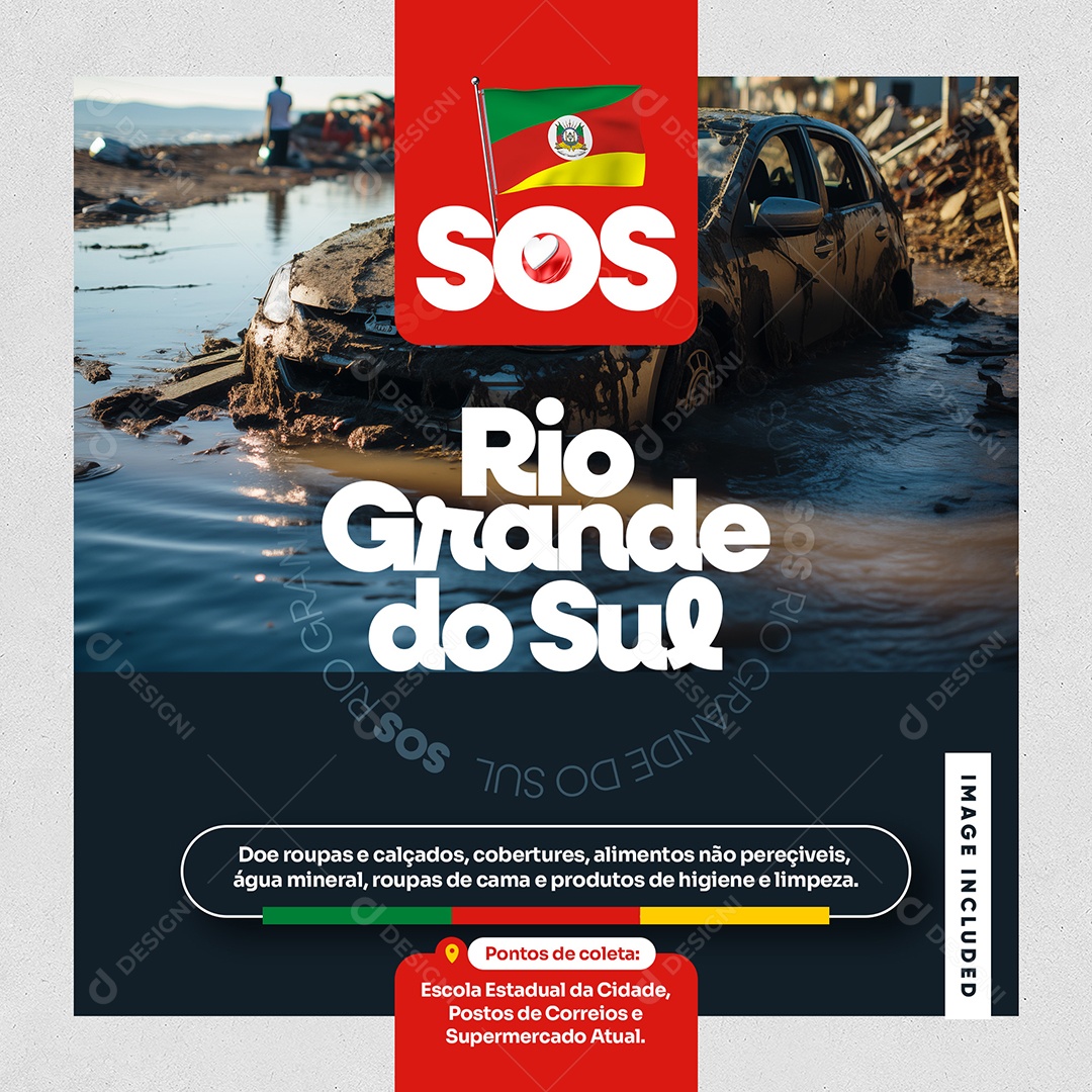 Social Media Ajude o Rio Grande do Sul PSD Editável