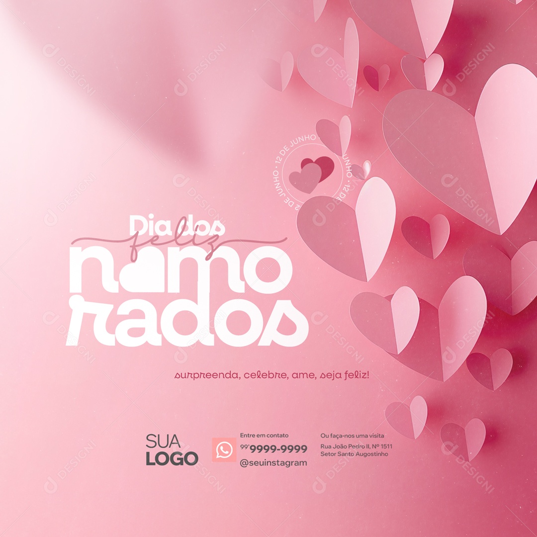 Dia dos Namorados 12 de Junho Surpreenda Celebre Ame Seja Feliz Social Media PSD Editável