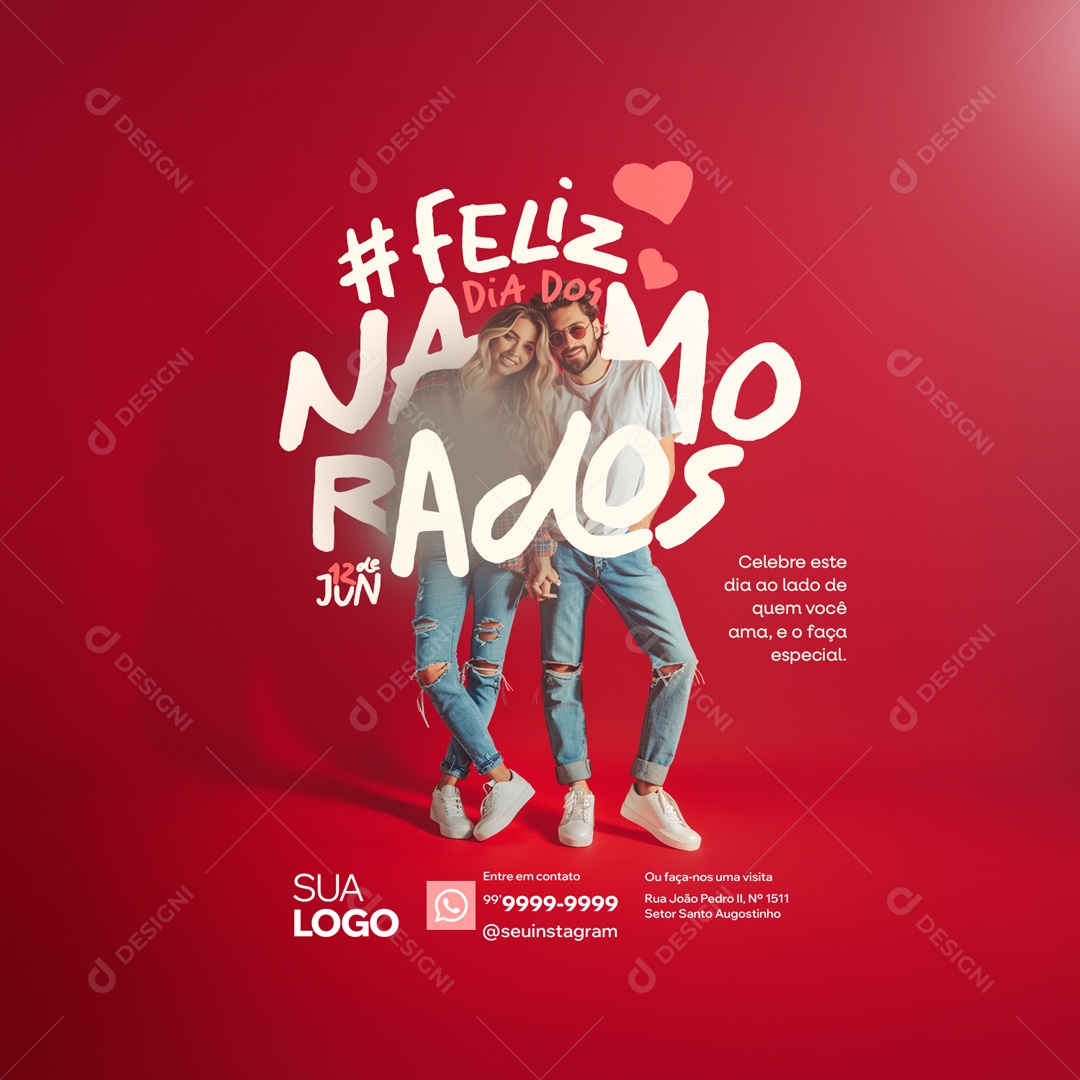 Feliz Dia dos Namorados 12 de Junho Celebre ao Lado de quem Você Ama Social Media PSD Editável