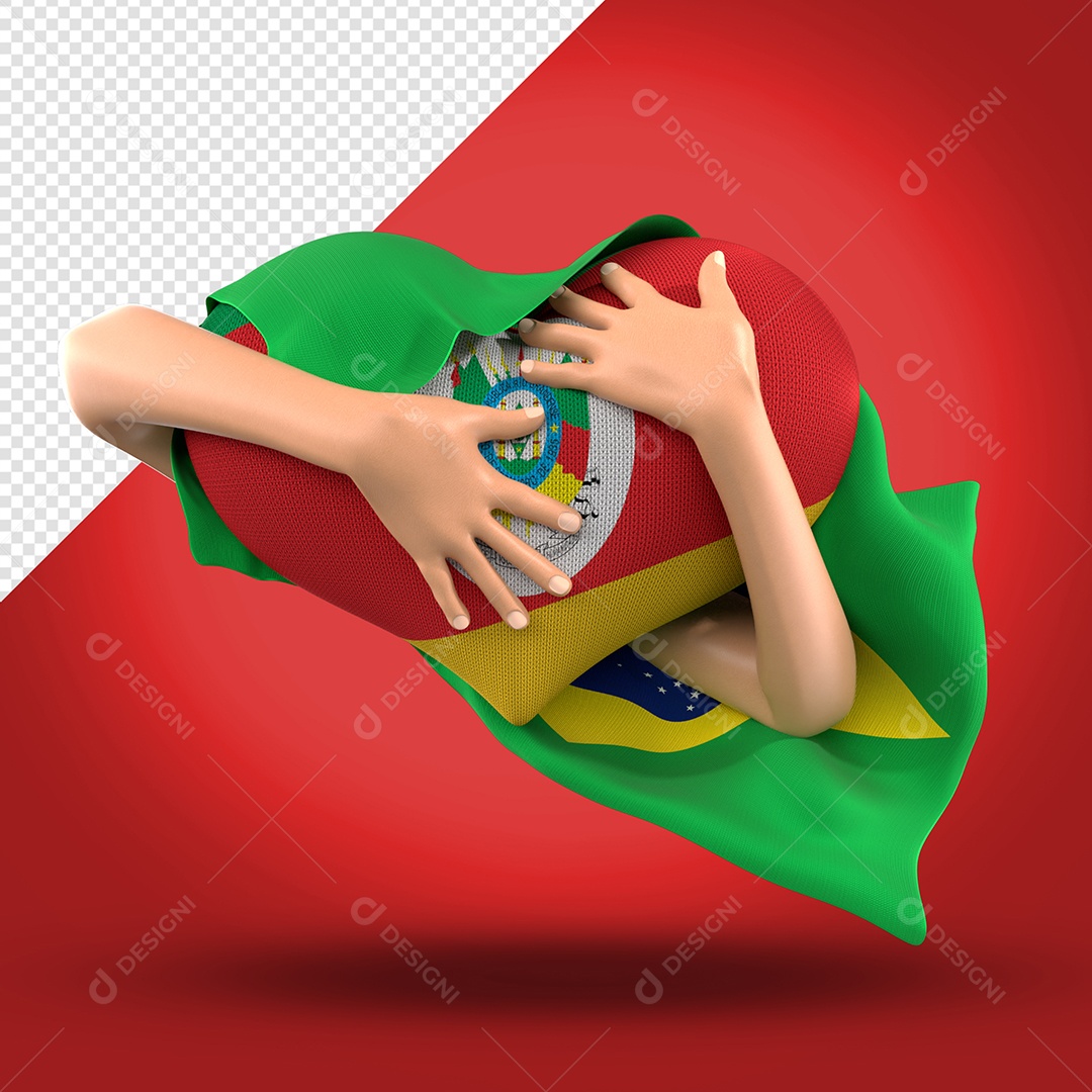 Elemento 3D Duas Mãos Segurando um Coração