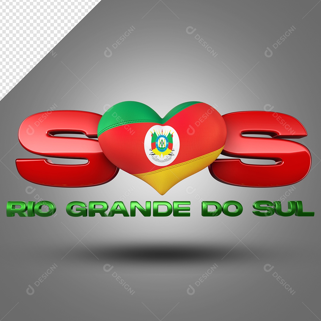 SOS Rio Grande do Sul Selo 3D Para Composição
