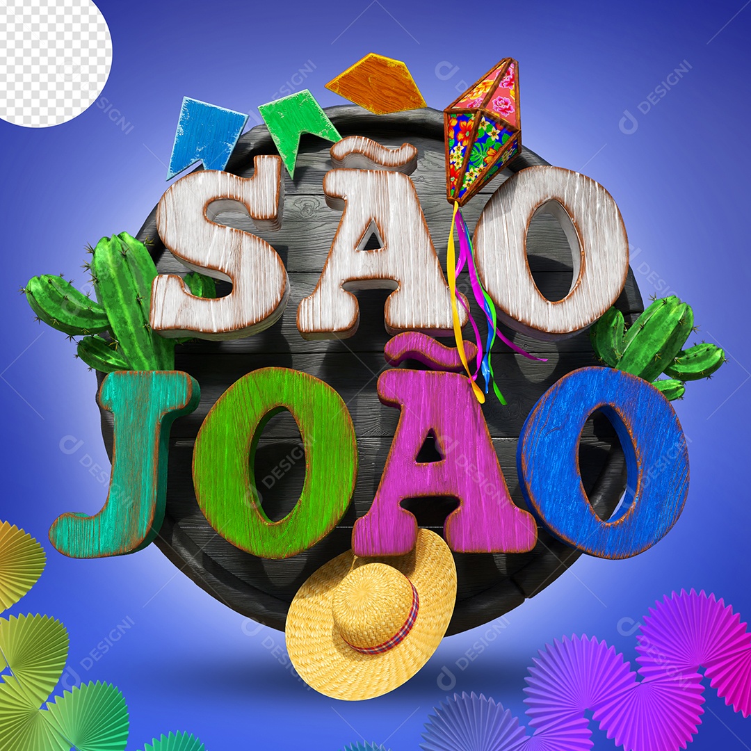 Selo 3D São João Para Composição PSD