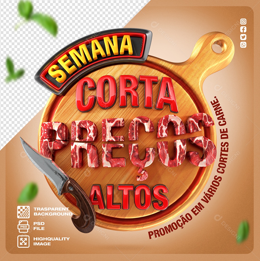 Selo 3D Semana Corta Preços Altos Para Composição PSD