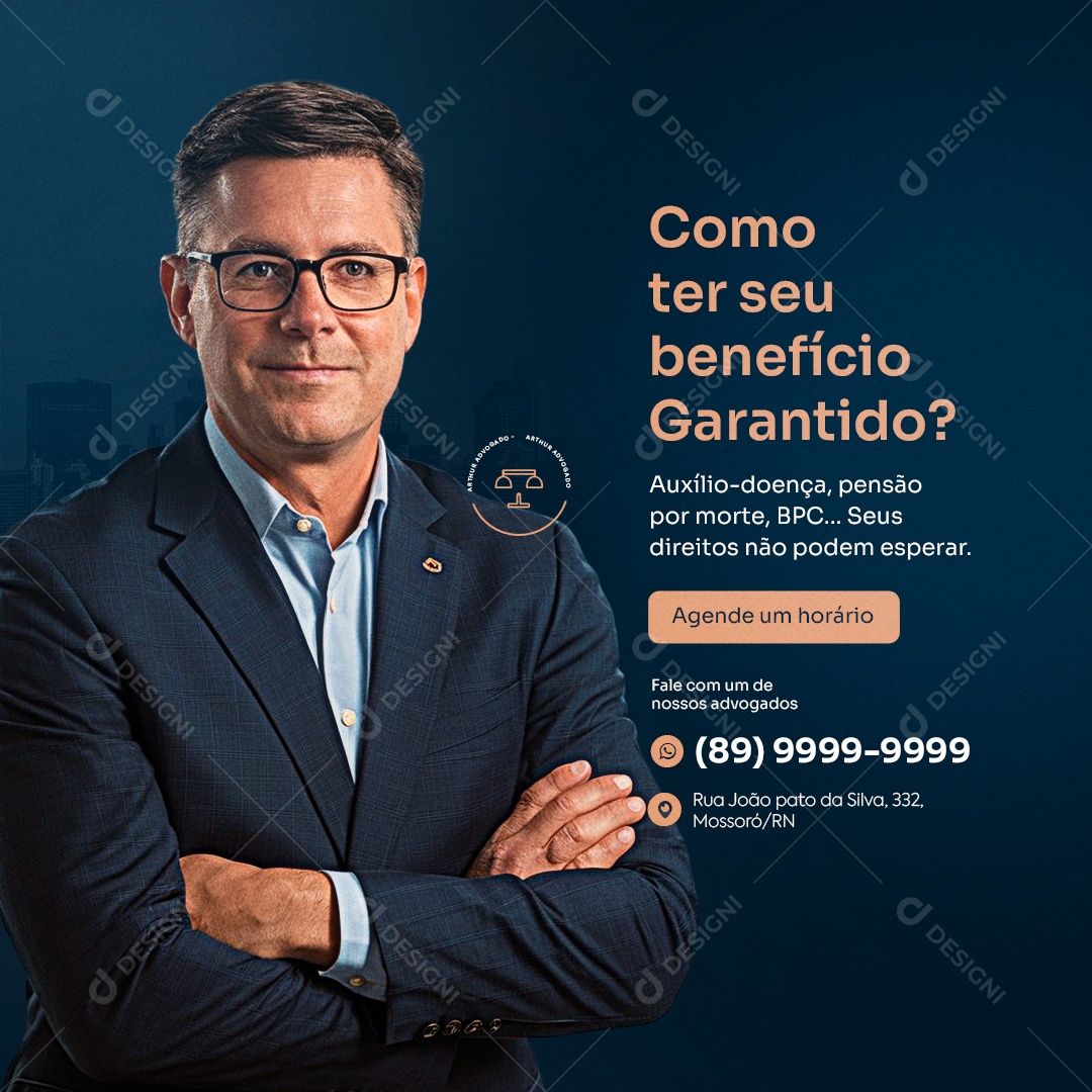 Advocacia Como Ter seu Benefício Garantido Social Media PSD Editável