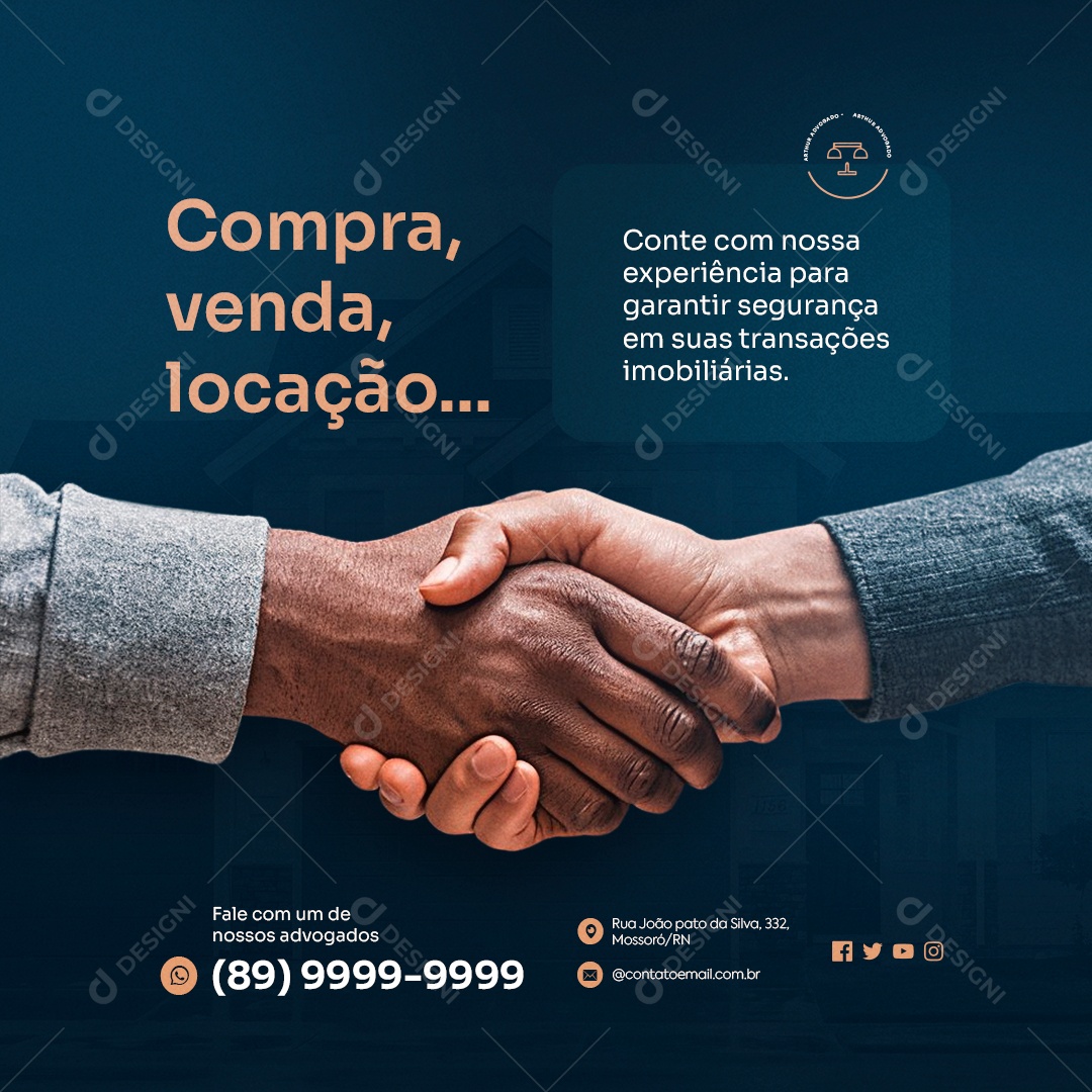 Advocacia Compra Venda Locação Social Media PSD Editável