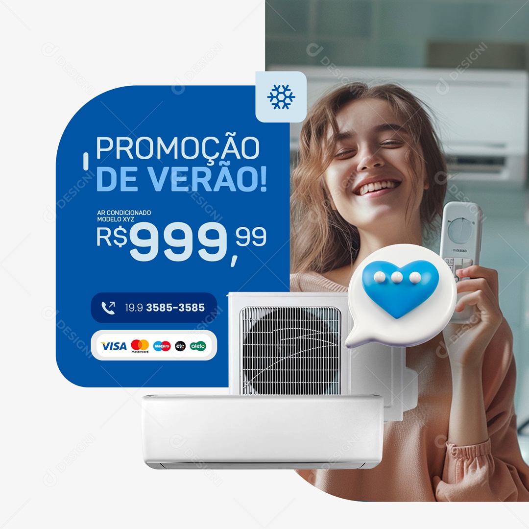 Ar Condicionado Promoção de Verão Social Media PSD Editável