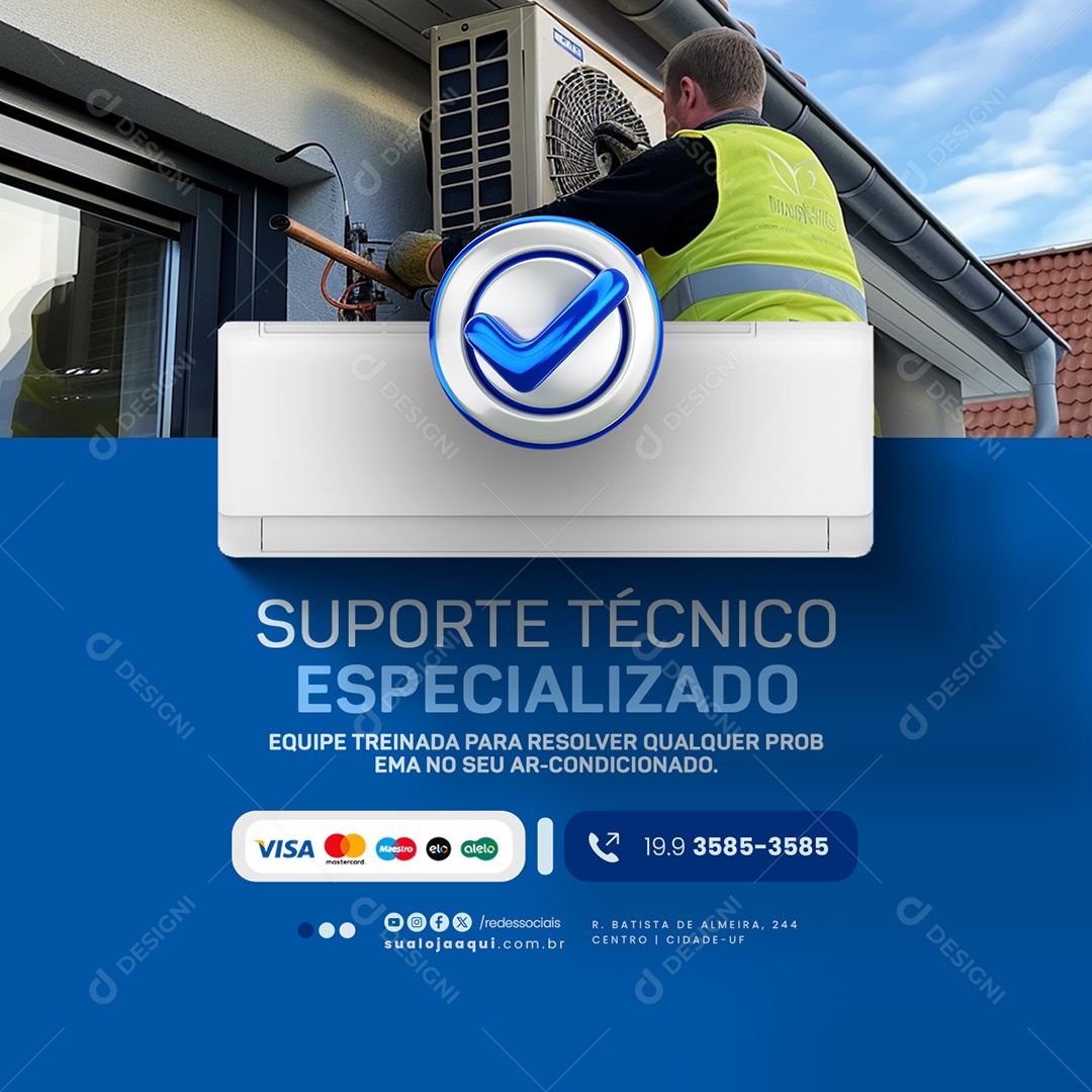 Ar Condicionado Suporte Técnico Especializado Social Media PSD Editável