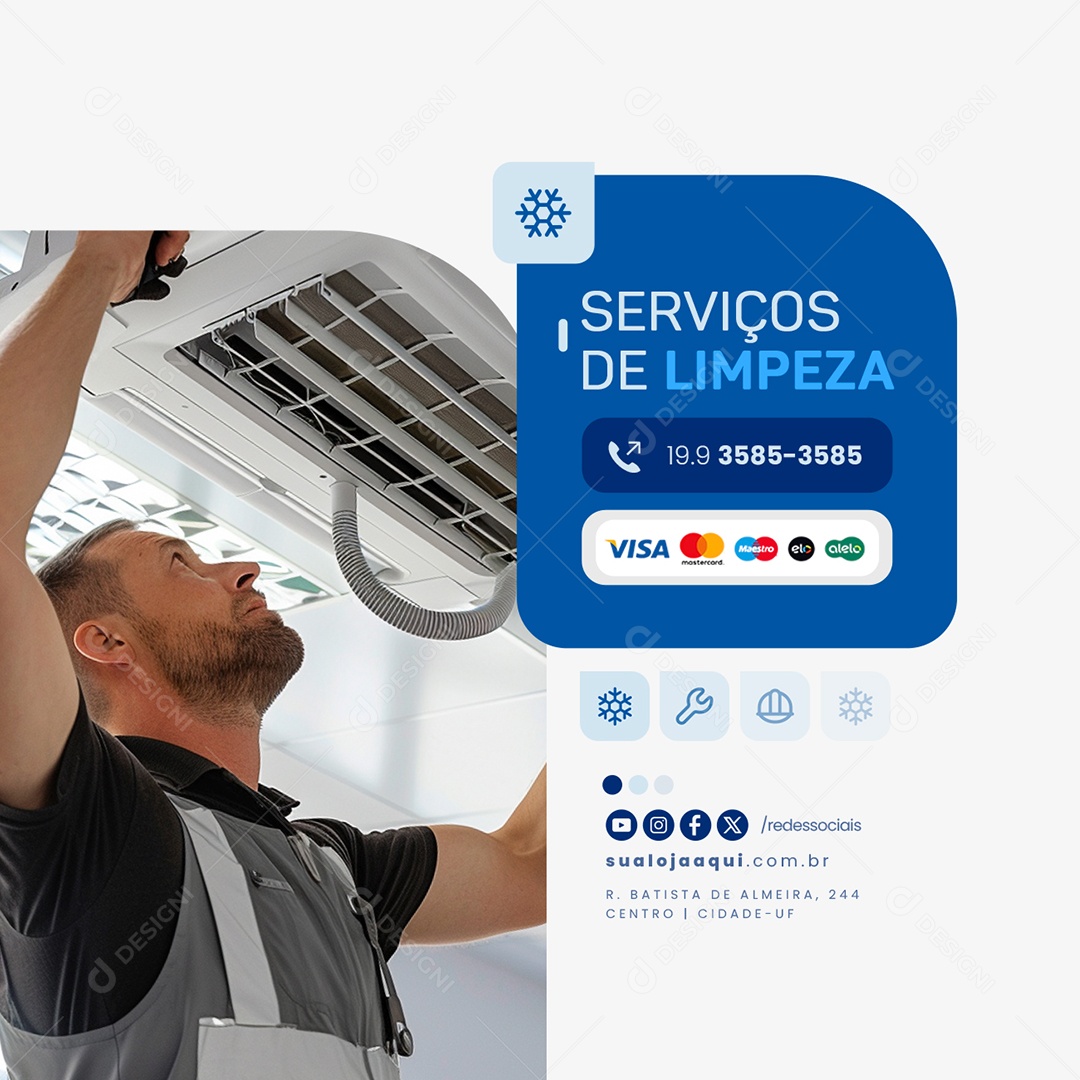 Ar Condicionado Serviços de Limpeza Social Media PSD Editável