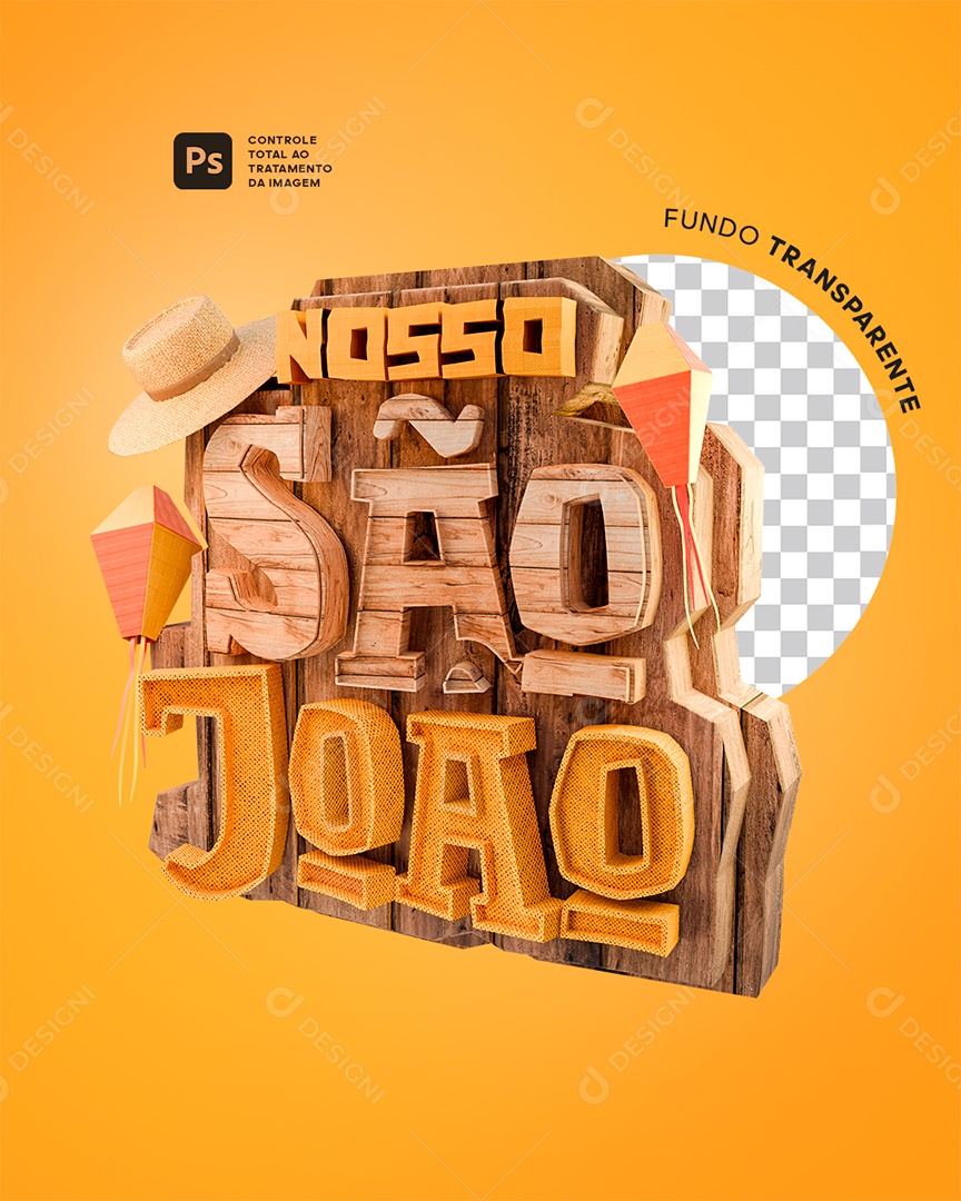 Selo 3D Nosso São João Para Composição PSD