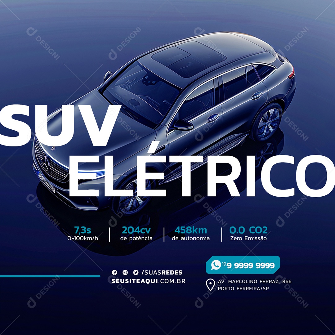 Concessionária Suv Elétrico Social Media PSD Editável
